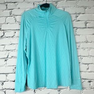 Coolibar Womens Arabella Golf Quarter-Zip UPF 50+ Blue Diamond XL Activewear